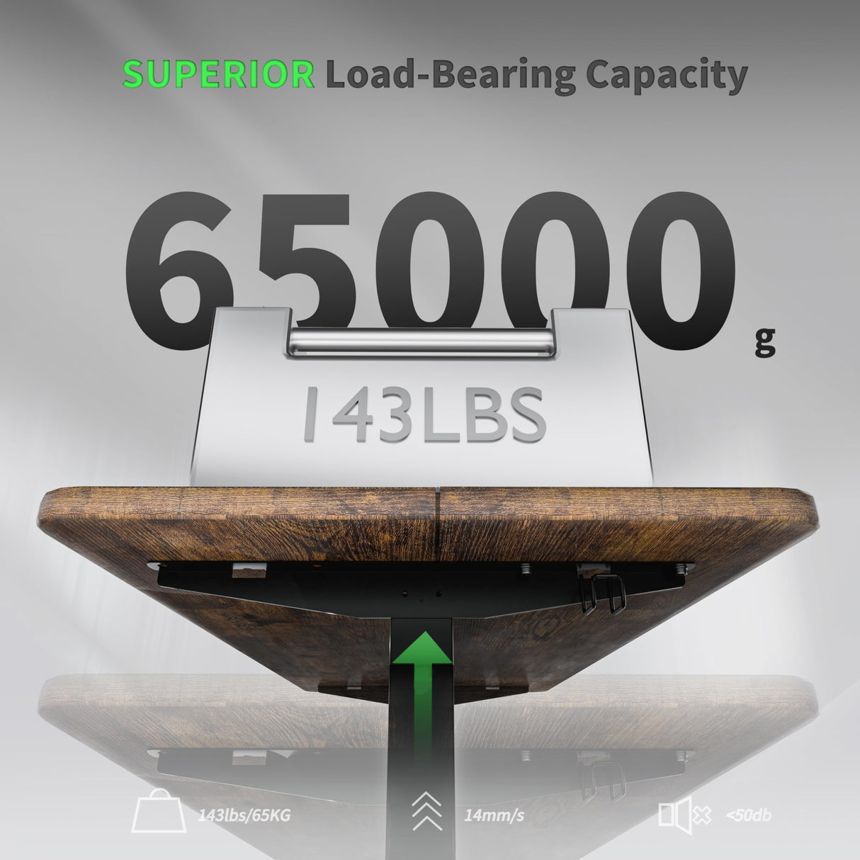 Electric Standing Desk 110x60cm (43.3"x23.6"), Height Adjustable Standing Desk with Splice Board, Stand Up Desk with Hook and Memory Smart Handset(Black Frame + Rustic Brown Desktop)