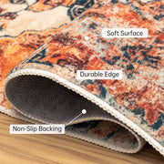Caramel-Beige Vintage Washable Indoor Area Rug