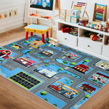 Play Mat Kids Rug Carpet Playmat Extra Large Learn Have Fun Safe Road Traffic System Multi Color Study Activity Centerpiece Play Mat for Playing with Cars for Bedroom Playroom