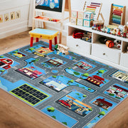 Play Mat Kids Rug Carpet Playmat Extra Large Learn Have Fun Safe Road Traffic System Multi Color Study Activity Centerpiece Play Mat for Playing with Cars for Bedroom Playroom