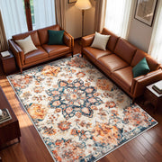 Caramel-Beige Vintage Washable Indoor Area Rug