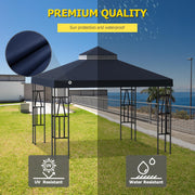 10 x 10 ft Double-Tier Gazebo Replacement Canopy – Black