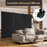 180cm Rolling 3-Panel Room Divider – Black or White Star