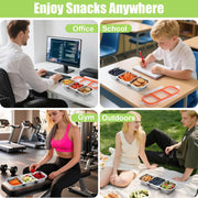 Stainless Steel Snack Containers, Reusable Condiment Box with Lids, 3 Compartment Sauce Cups, Divided Food Storage Containers for School, Home, Travel