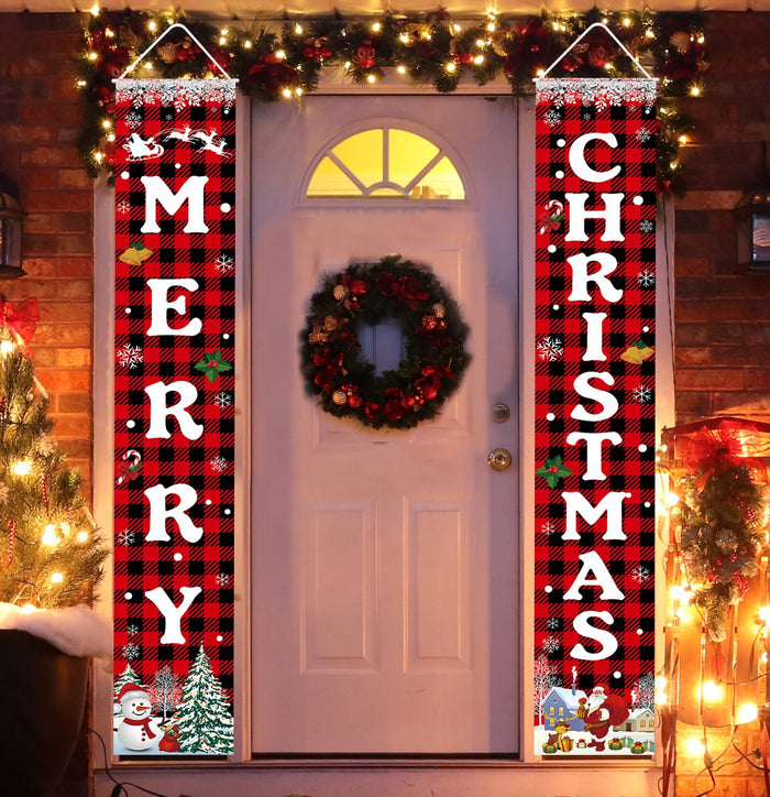 Merry Christmas Porch Banner Set – 2 × 183 cm