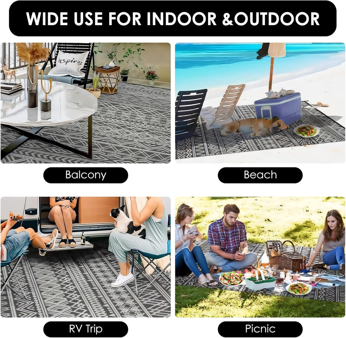 Large Water-Resistant Outdoor Patio Rug