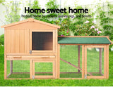 i.Pet Chicken Coop Large Rabbit Hutch, 138 x 49 x 85cm Coops Wooden Pet House Run Cage Walk in Guinea Pig Ferret Bunny Hen Chook, Outdoor Metal Door Roof Ladder Hatch Nestiong Box Farm
