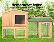Two-Level Fir-Wood Chicken Coop & Rabbit Hutch – 138 × 49 × 85 cm