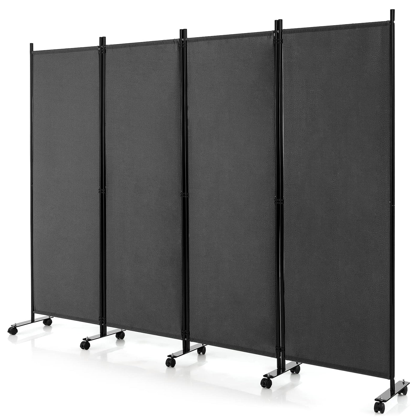 173cm Rolling 4-Panel Room Divider – 4 Colours