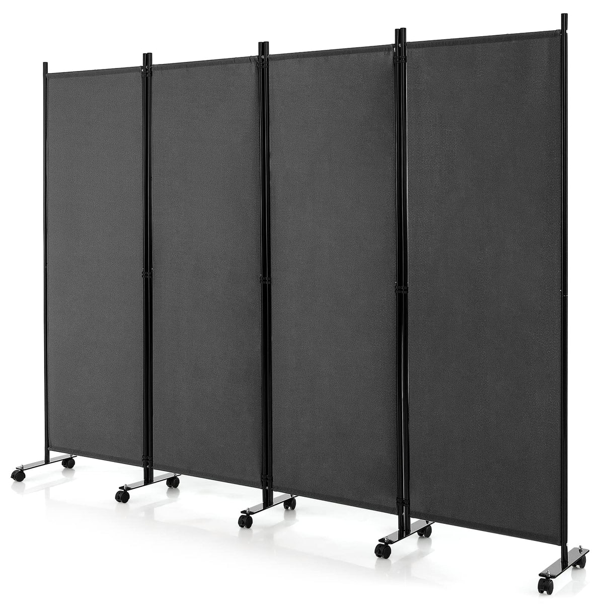 173cm Rolling 4-Panel Room Divider – 4 Colours