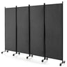 Giantex 4-Panel Folding Room Divider, 1.73m Rolling Privacy Screen with Lockable Wheels, Portable Wall Divider and Separator, Freestanding Privacy Protection for Living Room, Bedroom, Office (Black)