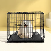 36-Inch Foldable Metal Dog Crate with 3 Doors & Removable Tray