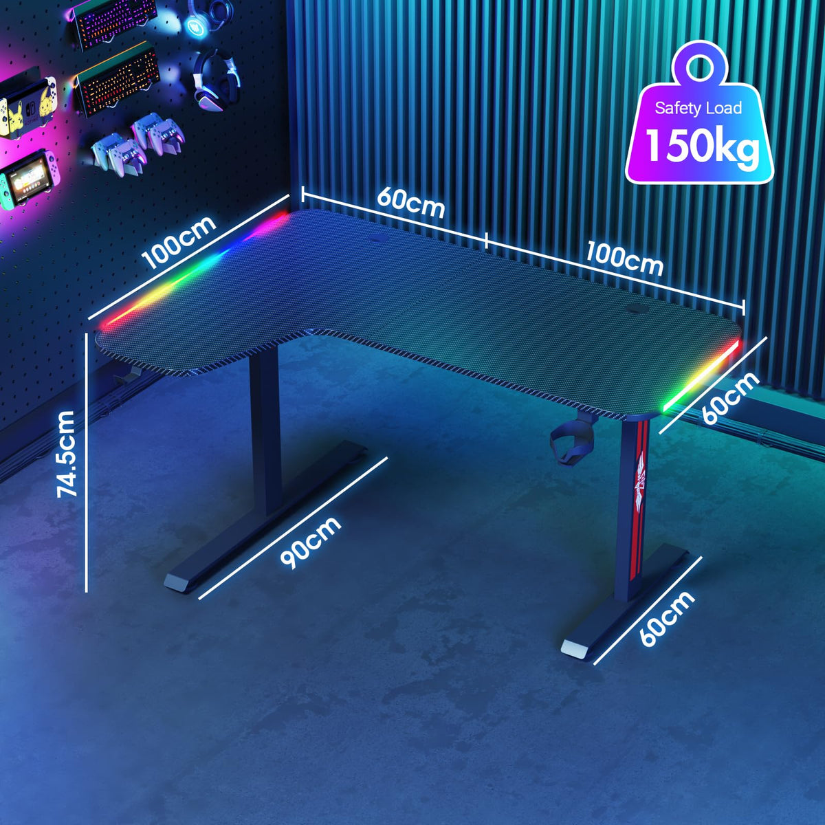 160 cm L-Shaped Gaming & Computer Desk – Black or White