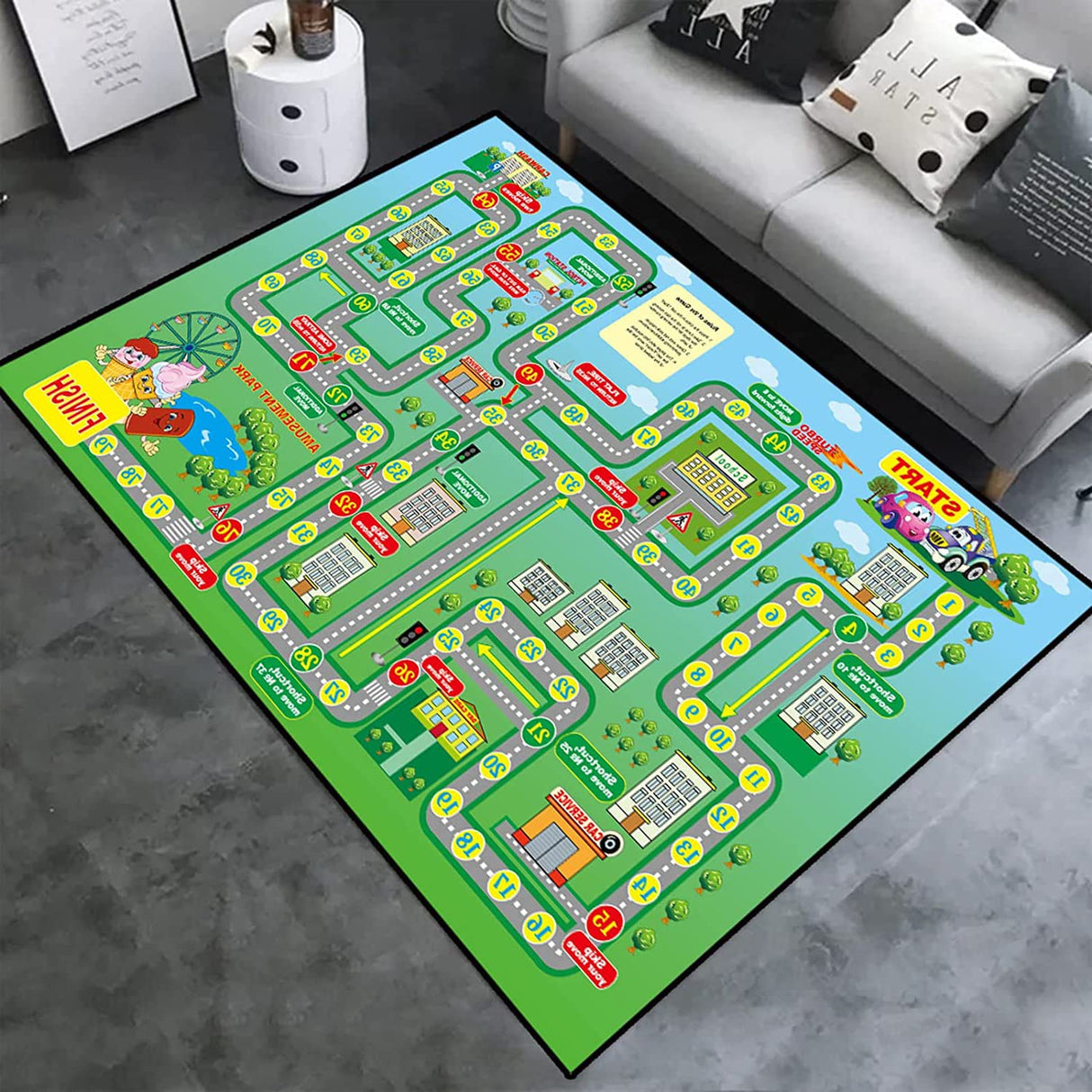 Play Mat Kids Rug Carpet Playmat Extra Large Learn Have Fun Safe Road Traffic System Multi Color Study Activity Centerpiece Play Mat for Playing with Cars for Bedroom Playroom