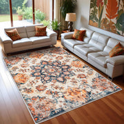 Caramel-Beige Vintage Washable Indoor Area Rug
