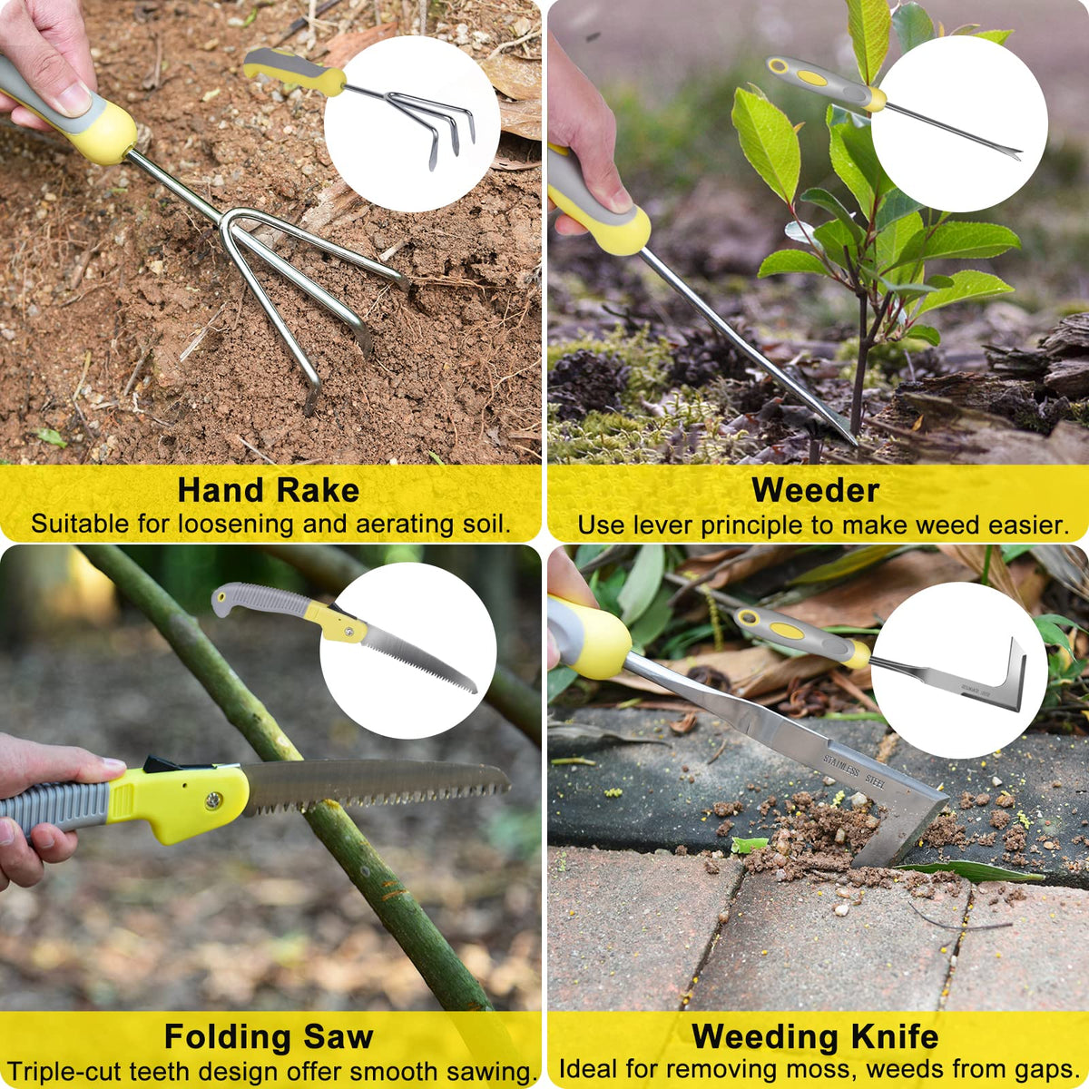 10-Piece Stainless-Steel Garden Tool Set with Bag & Gloves