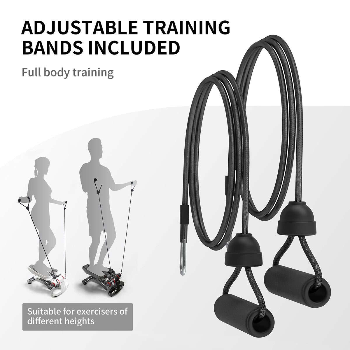 Mini Twist Stepper with Resistance Bands & Display