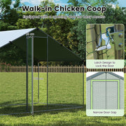 310 × 170 × 190 cm Galvanised Walk-In Poultry Run with Oxford Canopy