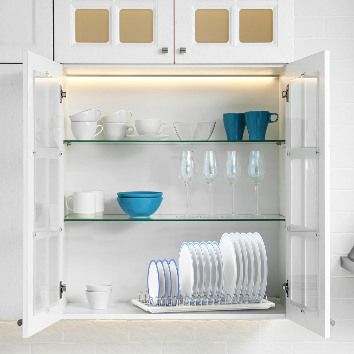 42.1 cm Chrome Plate Rack with 19 Slots & Drainboard