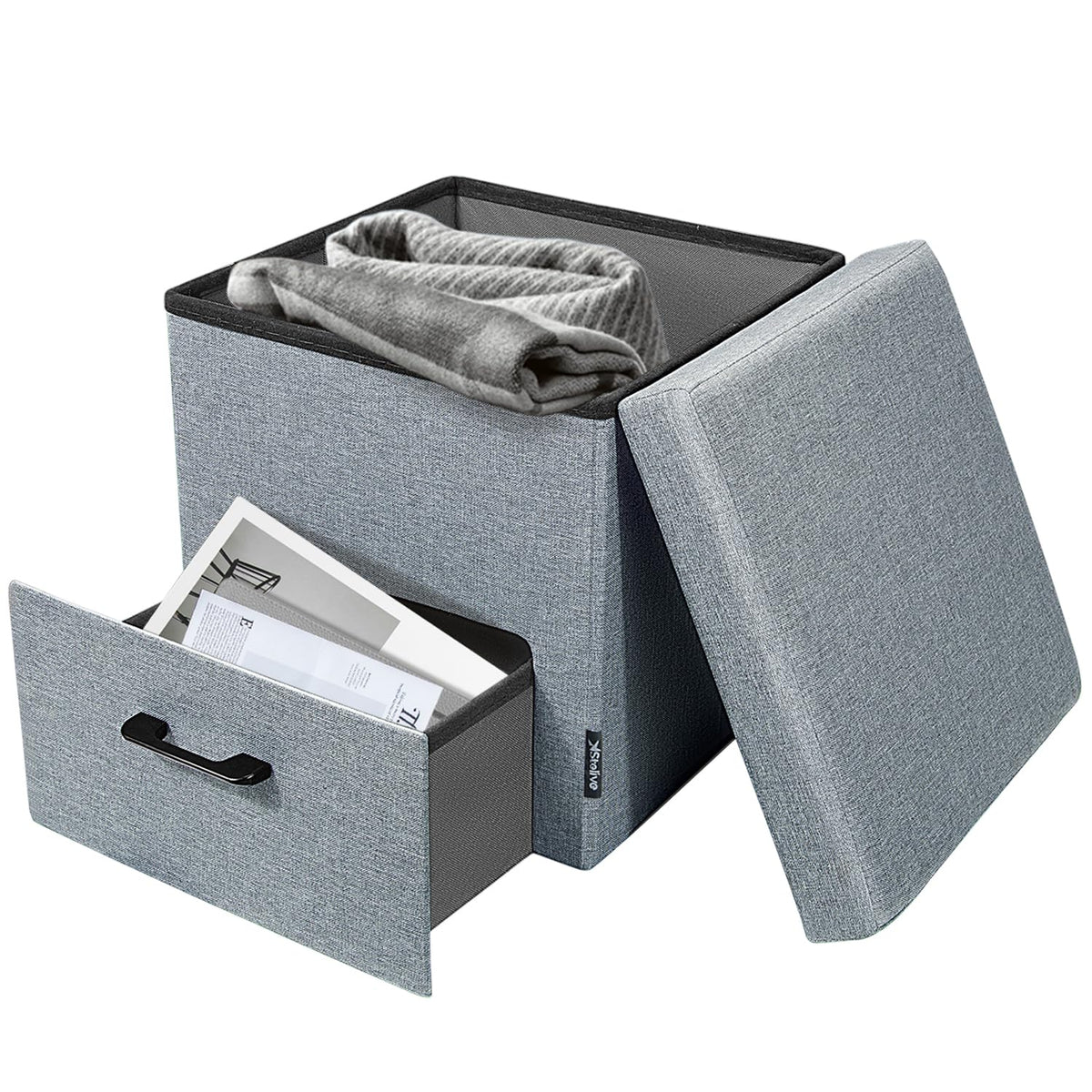 40 cm Folding Storage Ottoman Cube with Drawer