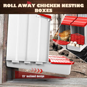 Pet Scene 4-Hole Roll-Away Chicken Nesting Box – Modular Poultry Laying Boxes with Egg Collection