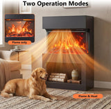 2000W Electric Fireplace Heater with Mantel, Powerful Space Heaters with 6-Color LED Flame, 2 Heating Levels, 12H Timer, Lower Storage, Overheat Protection for Indoor Use, Black