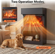 2000W Electric Fireplace Heater with Mantel & Storage