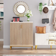 80 × 38 × 77 cm White Shoe Cabinet with 5 Shelves & 2 Doors