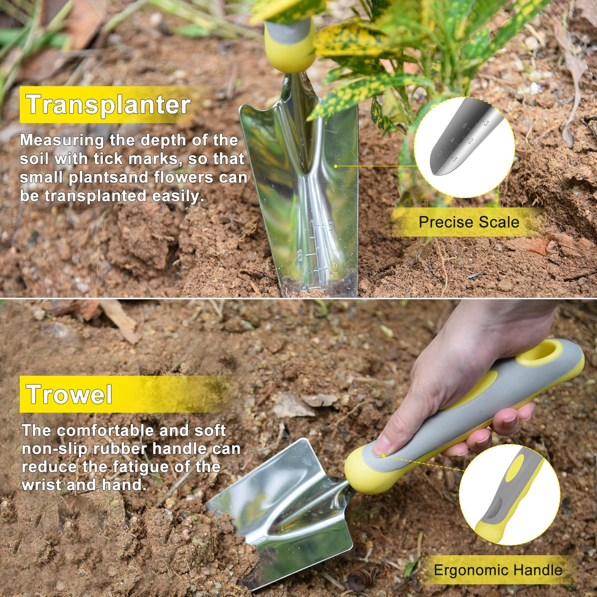 10-Piece Stainless-Steel Garden Tool Set with Bag & Gloves