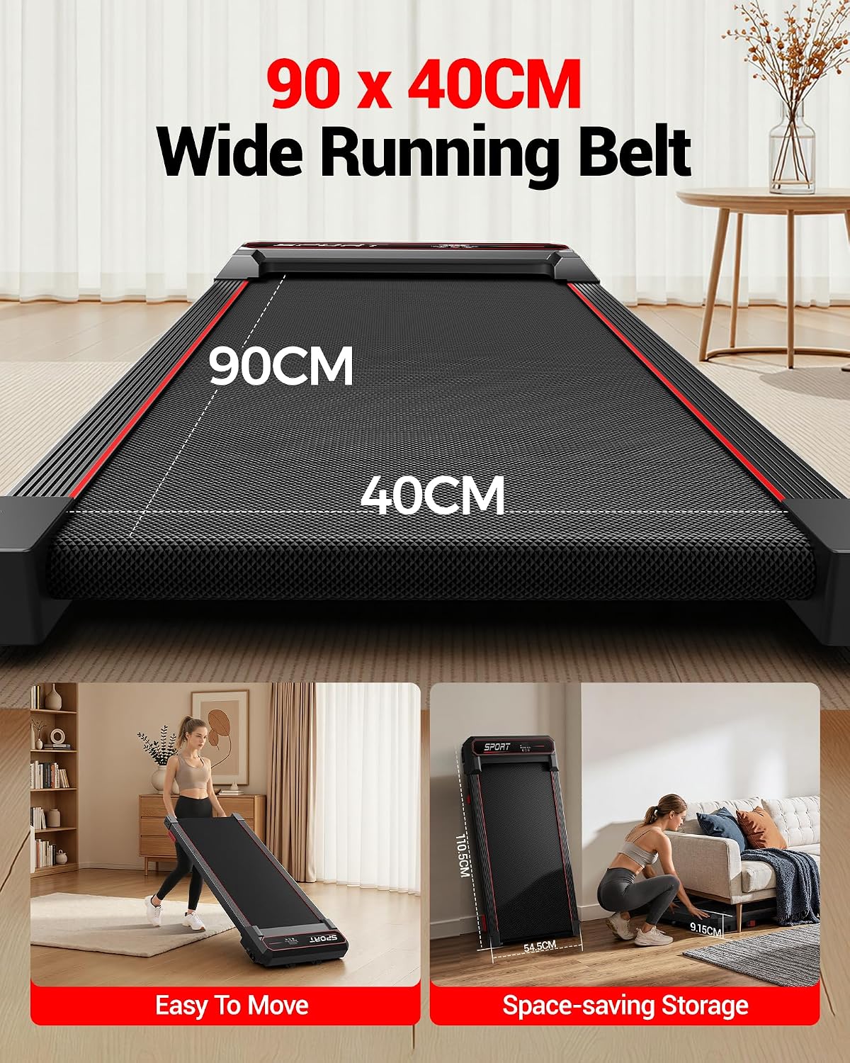4-in-1 Under-Desk Walking Pad Treadmill with 12% Incline – 3.0HP Quiet, Portable Home Fitness