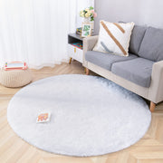 120 cm Round White Fluffy Shag Rug