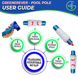 Swimming Pool Pole Telescopic Aluminum Rod for Skimmer Nets Vacuum Heads with Hoses Rakes Brushes | Adjustable Length | 1.1 mm Commercial Thick Pole | Ribbed Finish Blue 270 cm