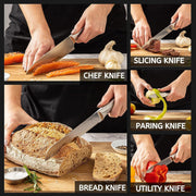 Stainless-Steel Kitchen Knife Set with 360° Rotating Block