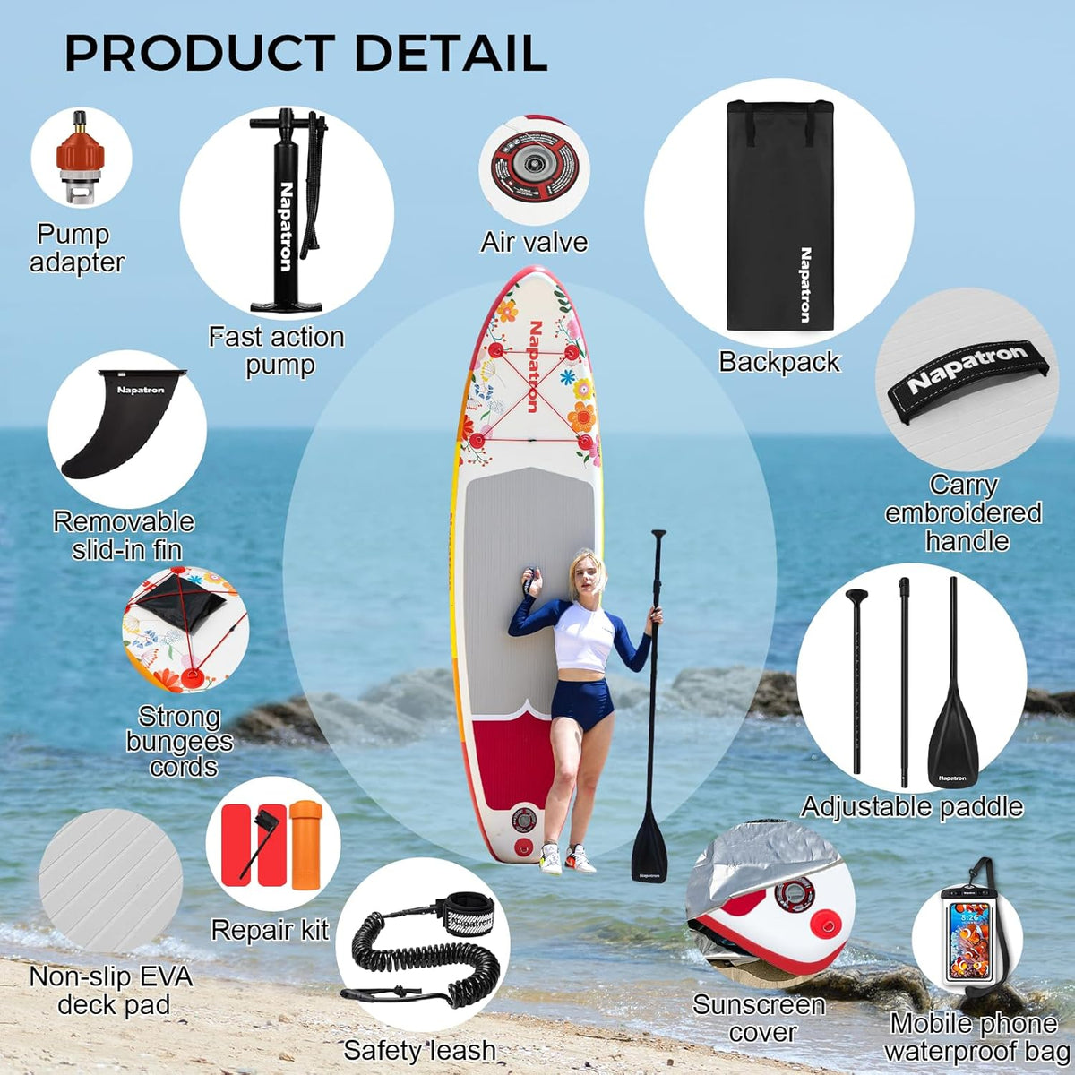 10' Inflatable Paddle Board, 32'' Widened Design Paddle Board, Premium Paddleboard,sup Accessories, Sunscreen Cover, Fast Pump, Suitable Paddle Boards for Youth and Adults