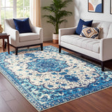 Calore Area Rugs Soft Carpet Modern Cashmere Rug for Bedroom Living Room Floor Mat Indoor Home Decorative Rugs Persian Rug (Blue, 80 * 120cm)