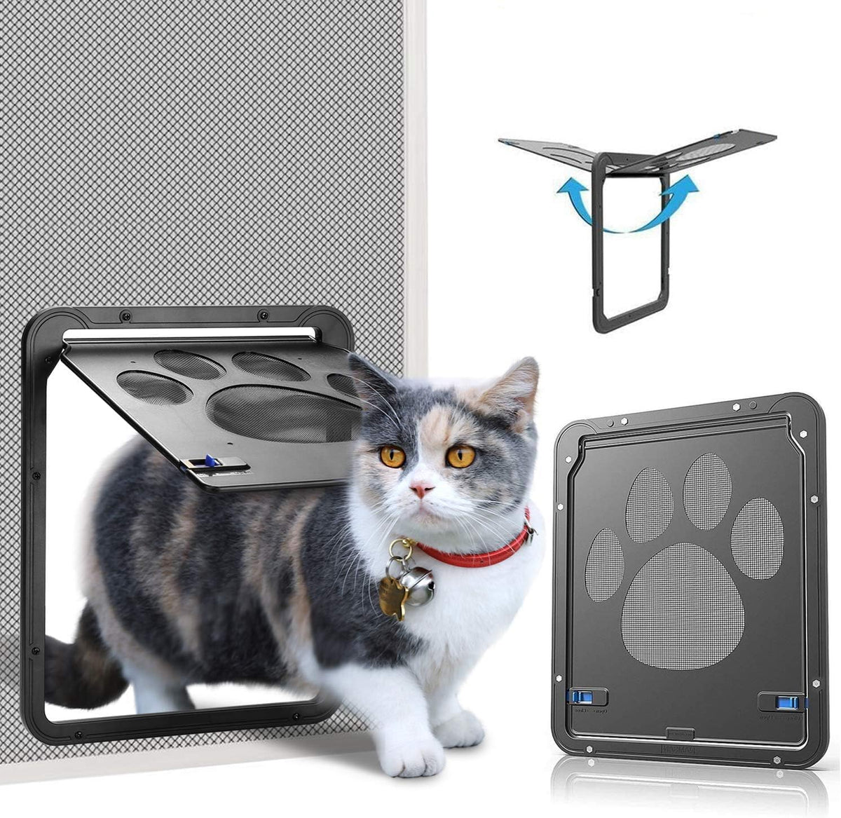 Black Lockable Magnetic Pet Flap for Screens – 20.3 × 25.4 cm