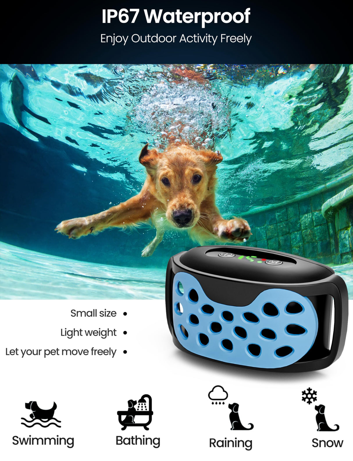 Dog Bark Collar Rechargeable No Shock Barking Collar, Waterproof Smart Beep Vibration Anti Barking Training Collar with 5 Adjustable Sensitivity for Small Medium Large Dogs