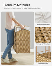 160 L Rolling 3-Section Laundry Hamper with Lid