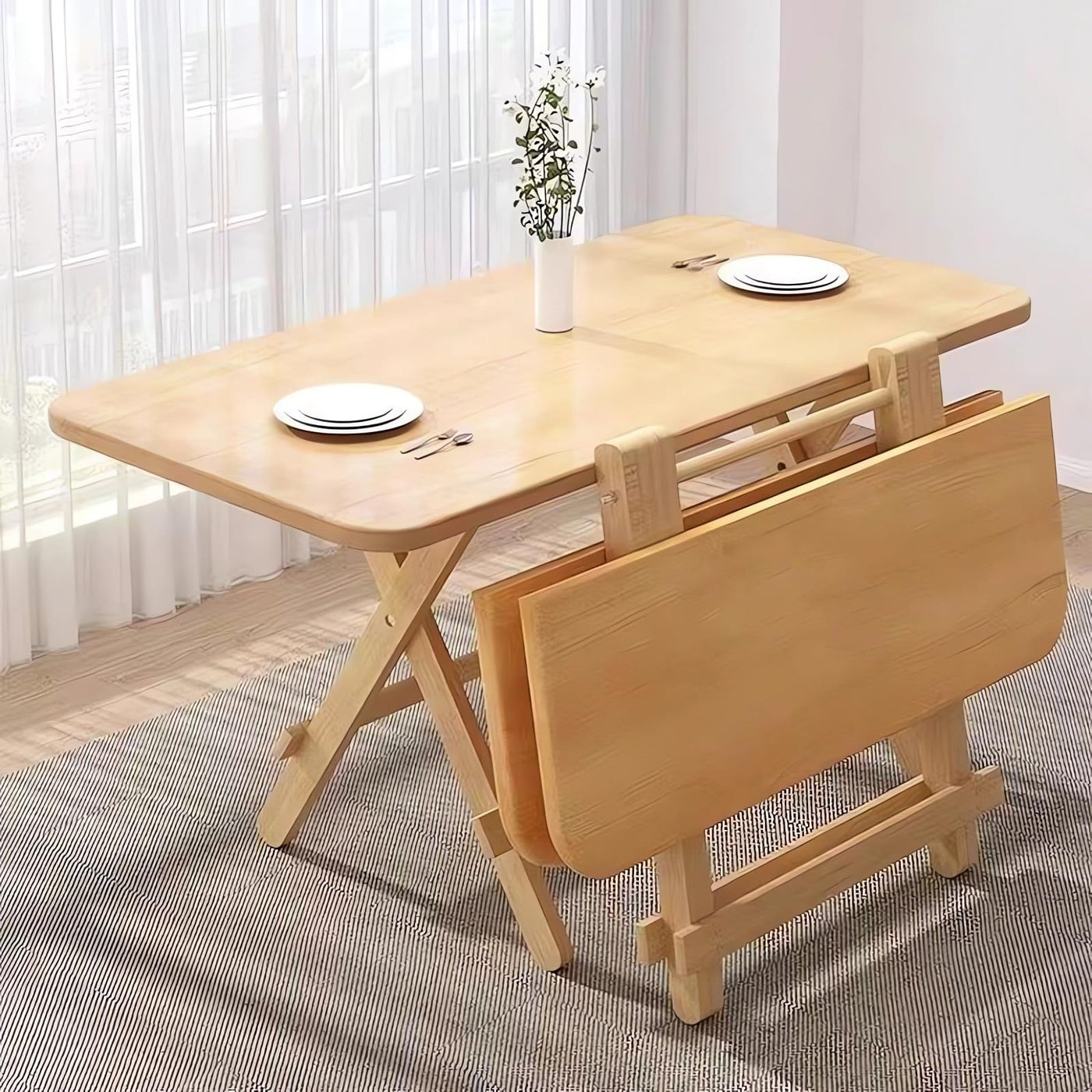 Foldable Solid-Wood Table – 100 × 60 cm