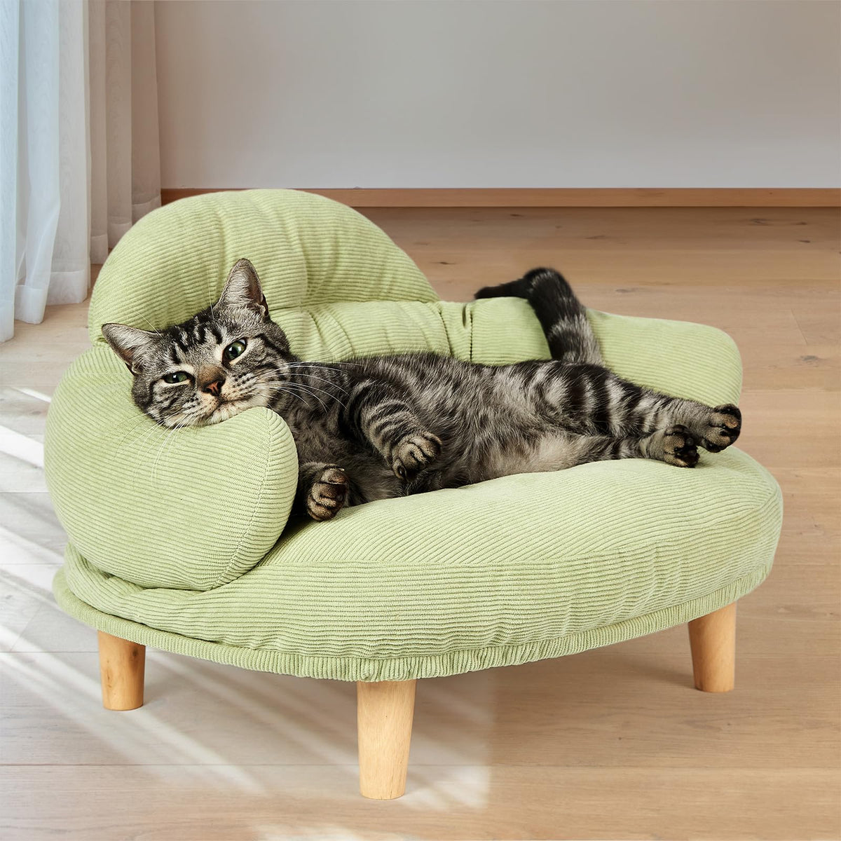Elevated Wooden Pet Sofa with Washable Cushion – 3 Options