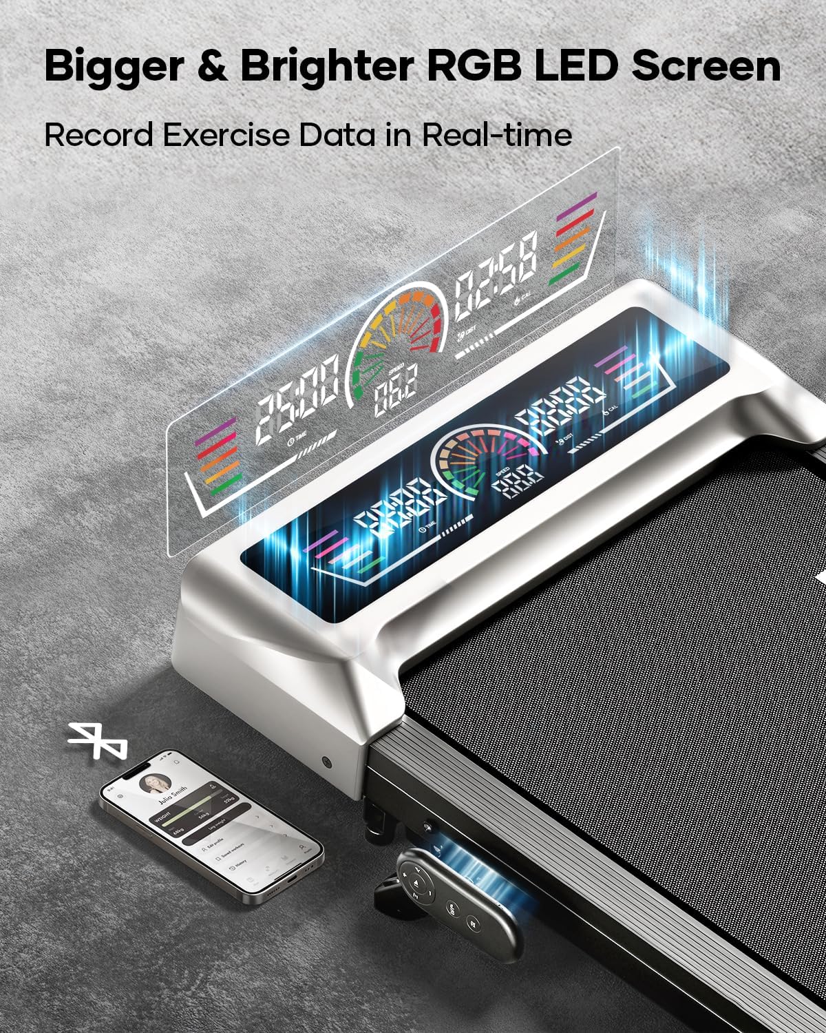 Walking Pad Treadmill with Incline 10%, 3.0 HP Brushless Motor Walking Pad Under Desk Treadmills for Home Office with App, Mute Control & LED Display