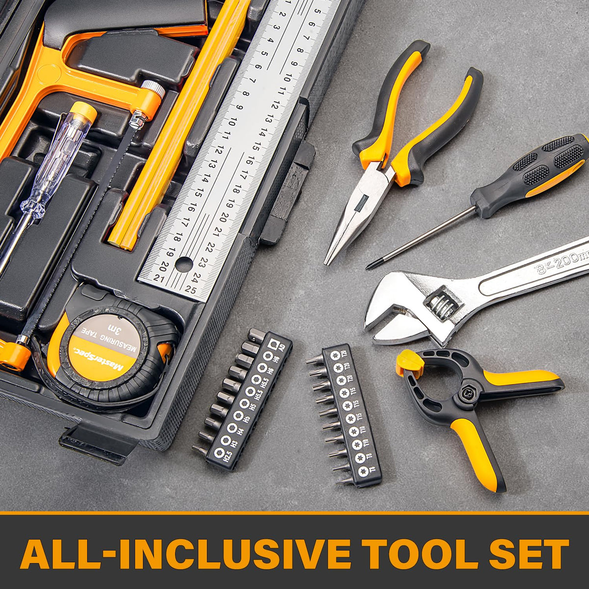 79-Piece Hand Tool Set Household Comprehensive Kit Auto Repair Tool Set Multi-functional Tool Kits for Homeowner General Household Hand Tool Set w/ 1 Storage Case for Repairing