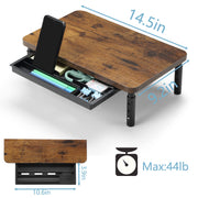 2-Pack Wood Monitor Risers with Drawer – 3 Heights