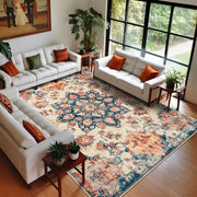 Caramel-Beige Vintage Washable Indoor Area Rug