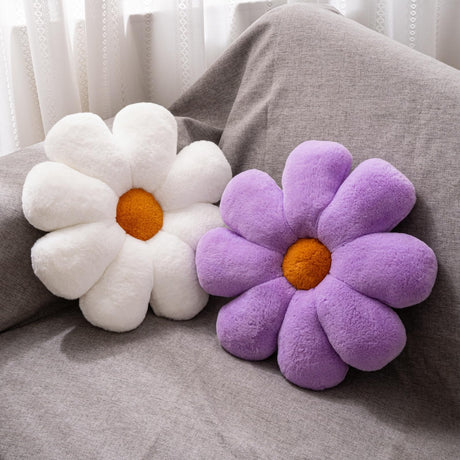 2 Pcs Flower Pillow Floor Cushion Decorative Throw Pillows Cute Aesthetic Pillows Cushions for Bedroom Preppy Room Bed Sofa Chair Decor (Pink & White)