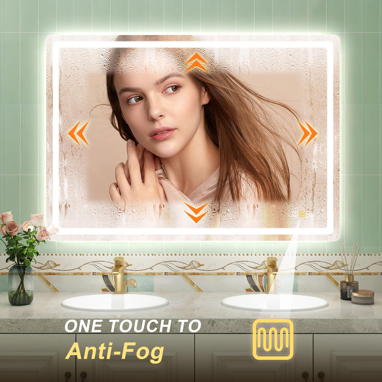 700 x 1000MM LED Bathroom Mirror with Lights, Wall-Mounted with Bluetooth Speaker, Anti-Fog, 3 Color Temperature, Dimmable Brightness, Tempered Glass, Frontlit & Backlit