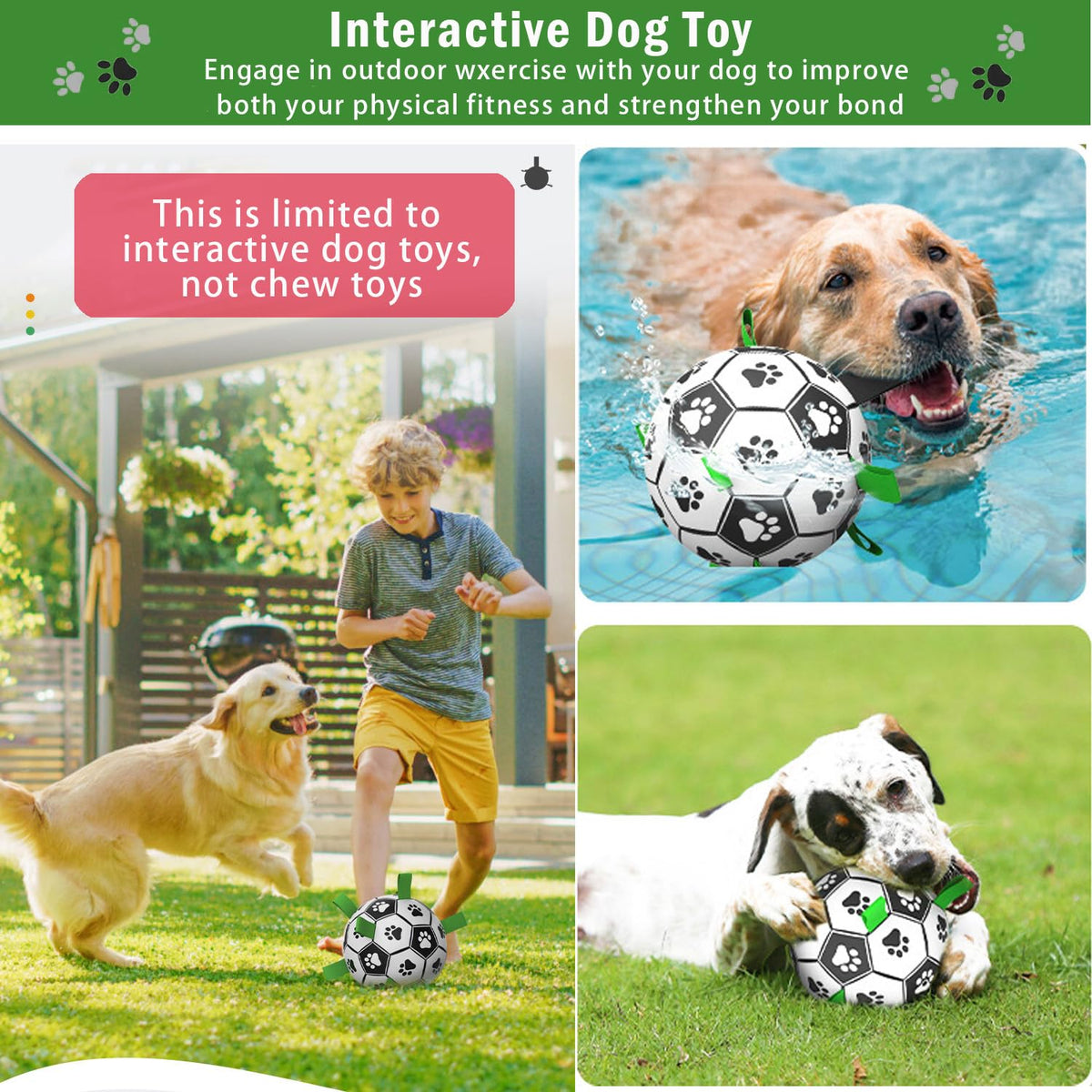 6-Inch Grab-Tab Interactive Dog Football with Pump