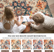 Caramel-Beige Vintage Washable Indoor Area Rug