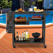 3-Shelf Outdoor BBQ & Pizza-Oven Prep Cart