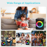 Karaoke Machine with 2 Microphones, Bluetooth Portable Speaker with DJ Party Lights, Support TWS, REC & PA, Ideal for Birthdays, Family Gatherings & Events (Black)